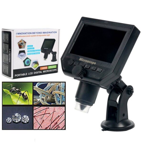 G600 Digital Portable 1-600X 3.6MP Microscope Continuous Magnifier with 4.3inch HD OLED Display