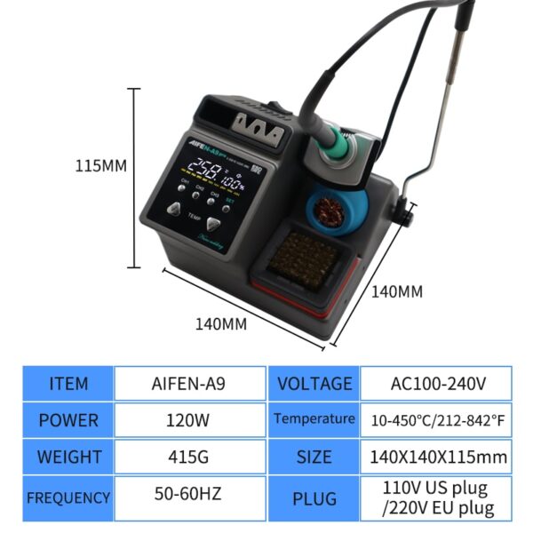 AIFEN A9 PRO Soldering Station Compati JBC Soldering Iron Tips C210/C245/C115 Handle Lead-free Electronic Welding Rework Station - Image 6