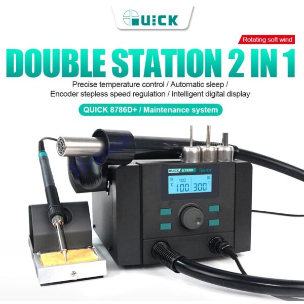 QUICK 8786D+ 2 in 1 Rework Station Hot Air Gun